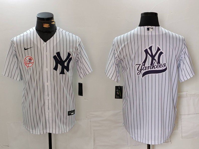 Men New York Yankees Blank White Stripe Game 2024 Nike MLB Jersey style 10